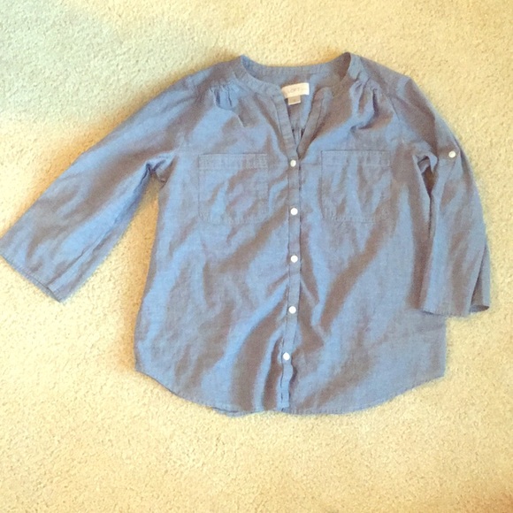 Chambray top with 3/4 sleeves from Ann Taylor - Picture 1 of 3